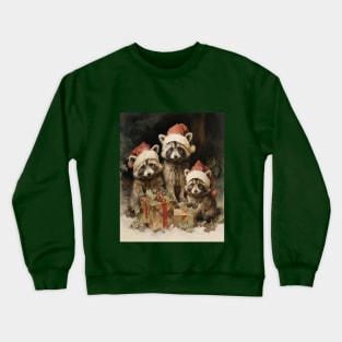 Cute Christmas Racoons Crewneck Sweatshirt